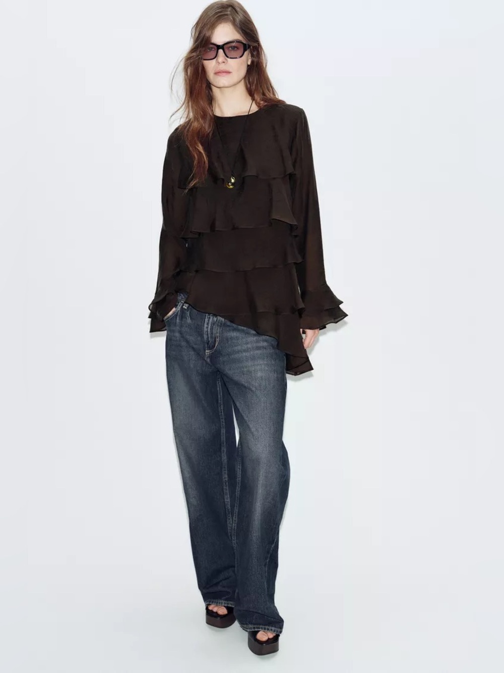 NWT Zara ASYMMETRIC RUFFLED TOP